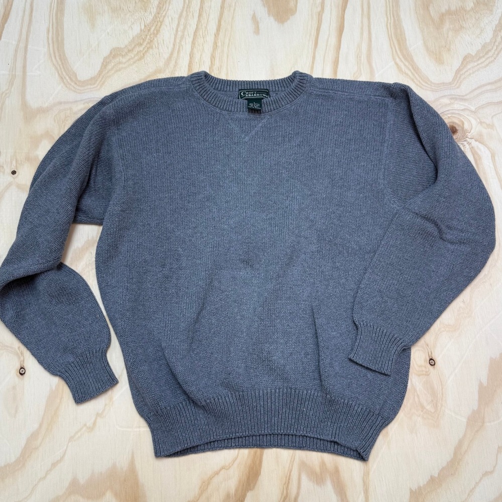Vintage Croft & Barrow Mens Gray 100% Cotton Ribbed Crewneck Sweater